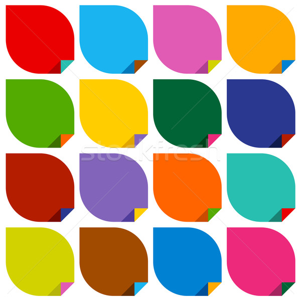set of 16 blank stickers with bent colored angles Stock photo © Ecelop