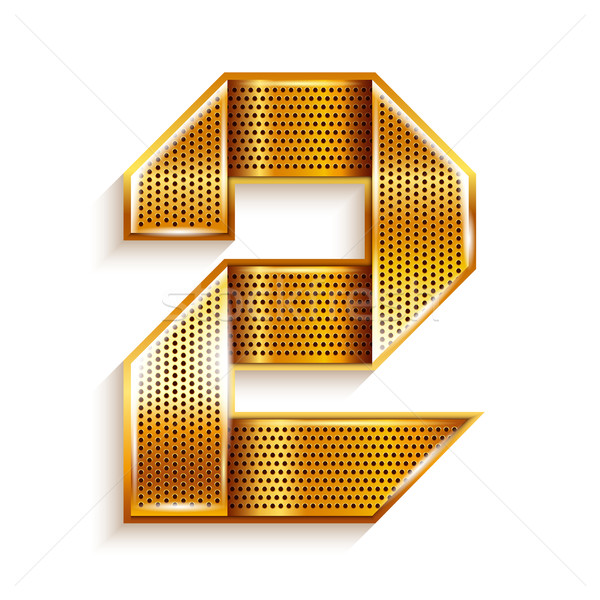 Number metal gold ribbon - 2 - two Stock photo © Ecelop