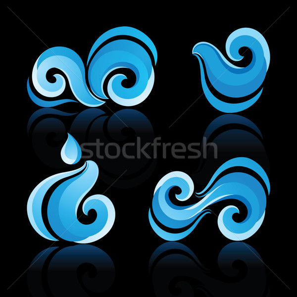 Wave and water icons with reflection Stock photo © Ecelop