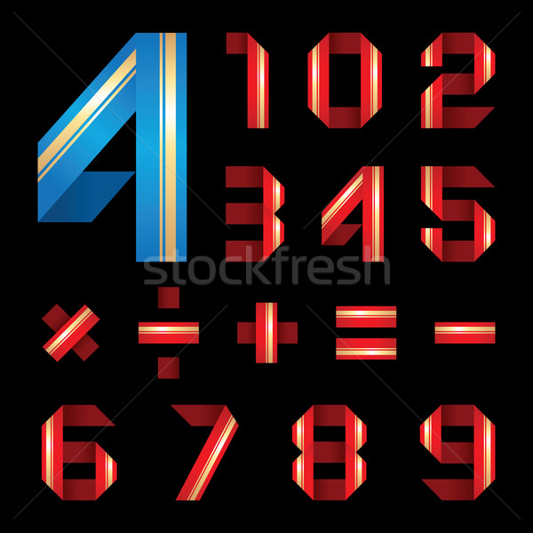 ABC font from coloured paper ribbon - set numerals Stock photo © Ecelop