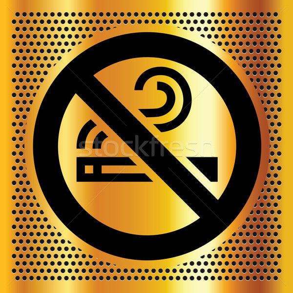 Dohányozni tilos szimbólum bronz háttér felirat vasaló Stock fotó © Ecelop
