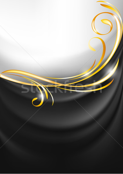 Dark gray fabric curtain, gold vignette Stock photo © Ecelop