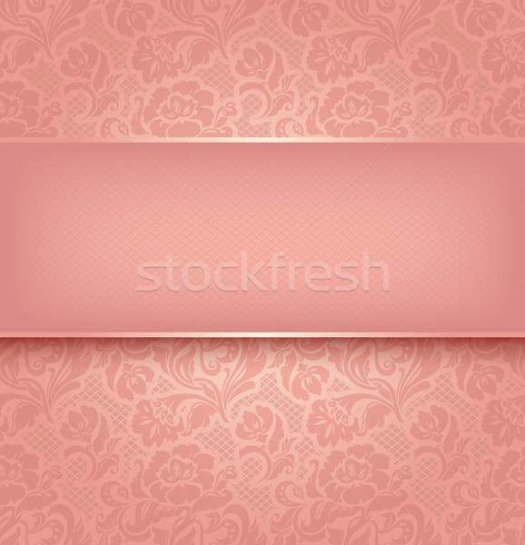 Stock photo: Lace background, pink ornamental fabric textural. Vector eps 10