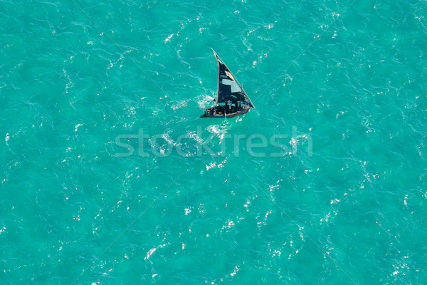 Stock fotó: Csónak · víz · légifelvétel · kicsi · vitorlás · nyitva