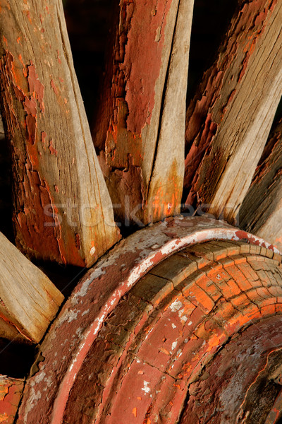 Vagon kerék öreg fából készült fa antik Stock fotó © EcoPic