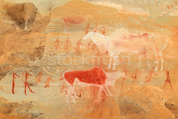 Bushmen rock painting Stock photo © EcoPic