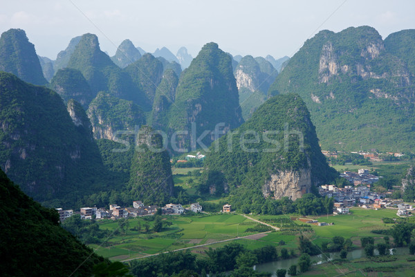 Mészkő dombok Kína vidéki régió természet Stock fotó © EcoPic