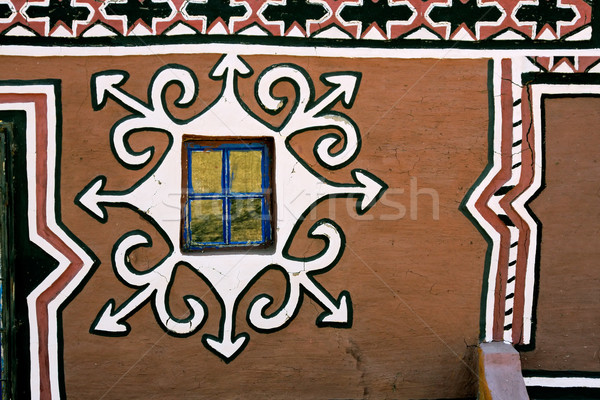 Decorated Basuthu hut Stock photo © EcoPic