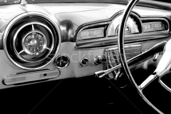 Oldtimer interieur oude zwart wit metaal Stockfoto © EcoPic