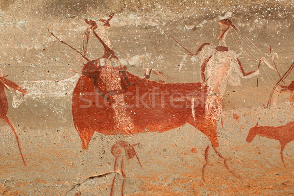 Bushmen rock painting Stock photo © EcoPic