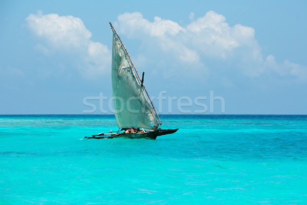 Wooden sailboat on water Stock photo © EcoPic