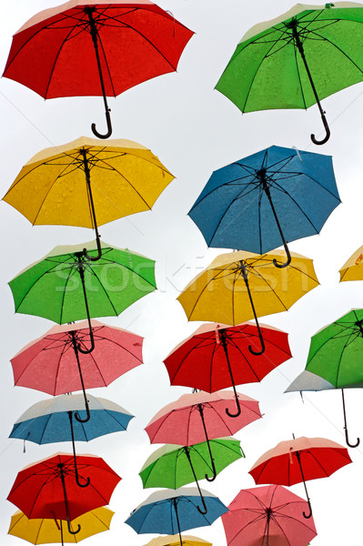 Colorful hanging umbrellas Stock photo © EcoPic