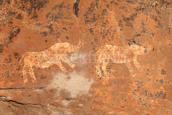 Bushmen rock painting Stock photo © EcoPic