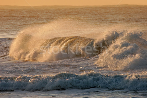 Stock fotó: Hullám · tengeri · kilátás · naplemente · nagy · tengerpart · tájkép