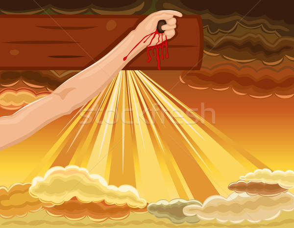 Crucifixion - hand of Jesus nailed to the Cross Stock photo © Eireann