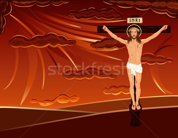 Wielkanoc Hill religijnych karty Jezusa czerwony Zdjęcia stock © Eireann