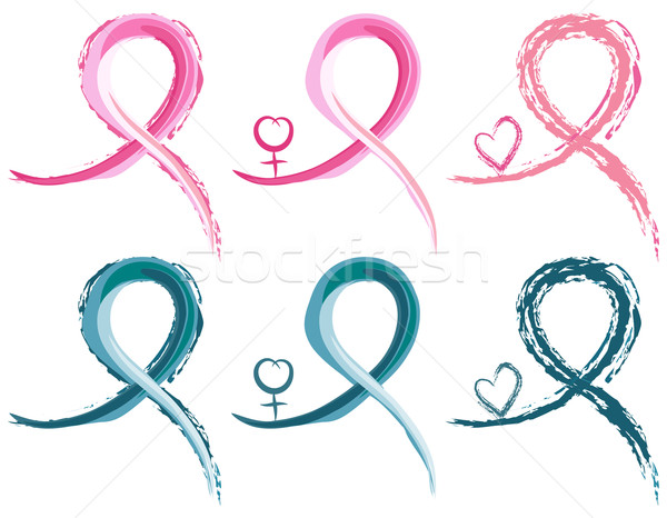 Breast cancer and ovarian cancer ribbons Stock photo © Eireann