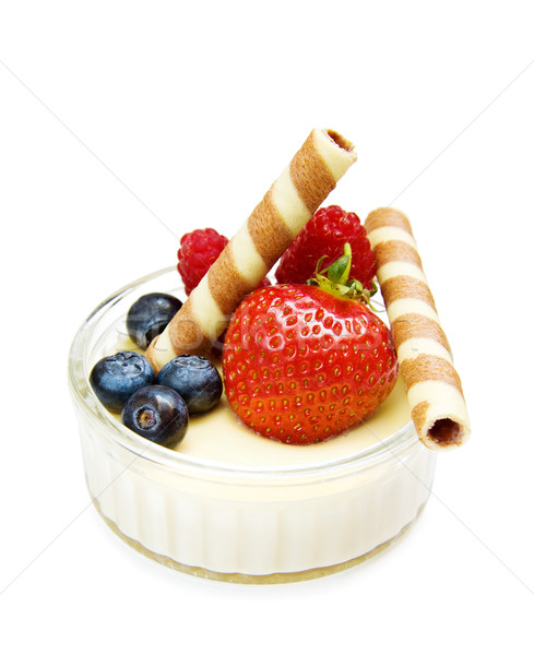Aardbei dessert yoghurt gezonde framboos chocolade Stockfoto © Eireann