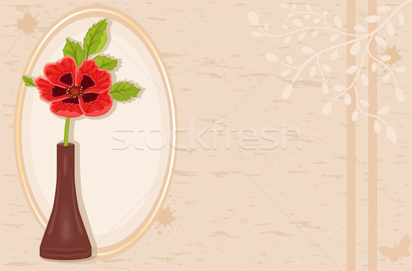 Bağbozumu kart haşhaş çiçek Retro tebrik kartı Stok fotoğraf © Eireann