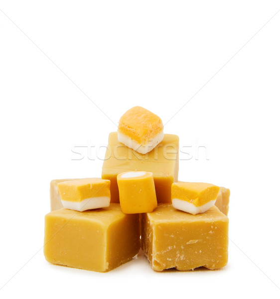 Stock photo: Caramel fudge and vanilla candy on white