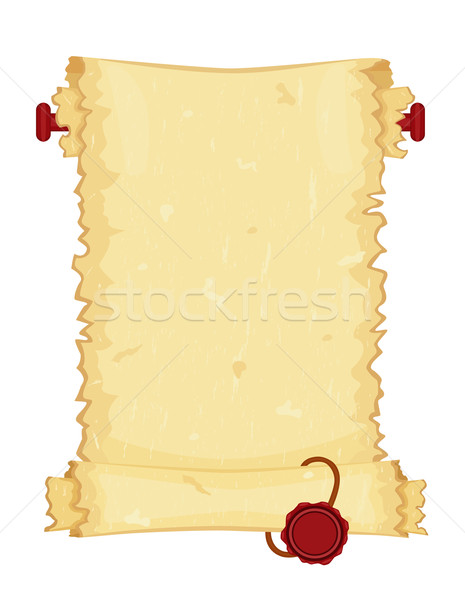 Oud papier scroll illustratie gescheurd zegel vector Stockfoto © Eireann