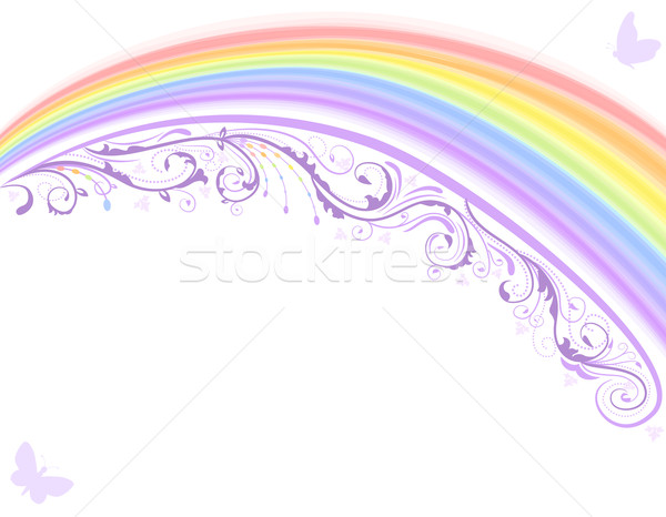 Foto d'archivio: Rainbow · floreale · carta · design · bianco · vettore