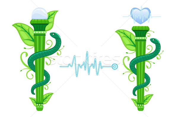 Alternatieve geneeskunde symbool groene alternatief homeopathische geneeskunde Stockfoto © Eireann