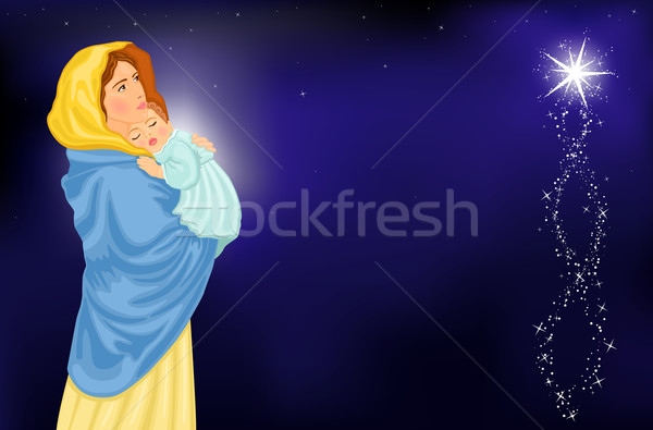 Christmas religieuze kind kaart maagd baby Stockfoto © Eireann
