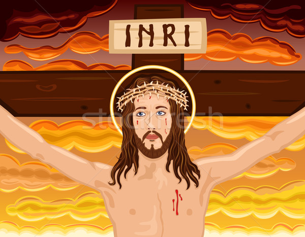 Jesús cruz dramático cielo eps todo Foto stock © Eireann