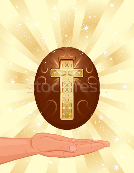 Stock photo: Easter resurrection light with golden cross