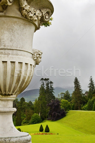 Mist and fog over the magnificient gardens at Powerscourt in Ireland. View over the beautifully scul Stock photo © Eireann