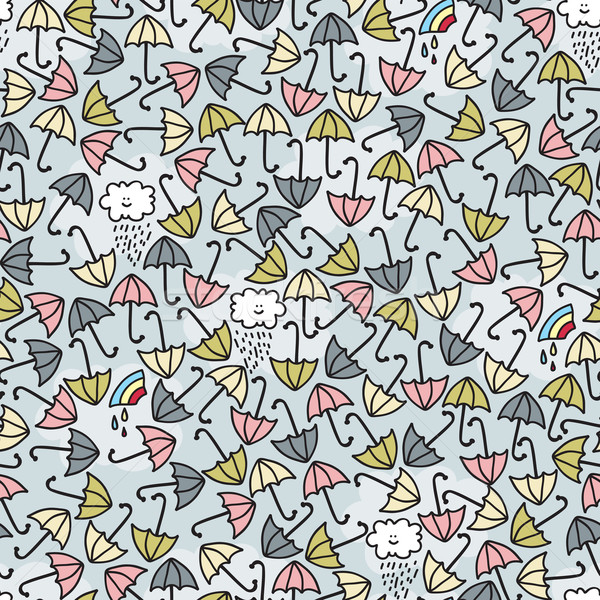 Stock photo: Umbrella seamless pattern. 