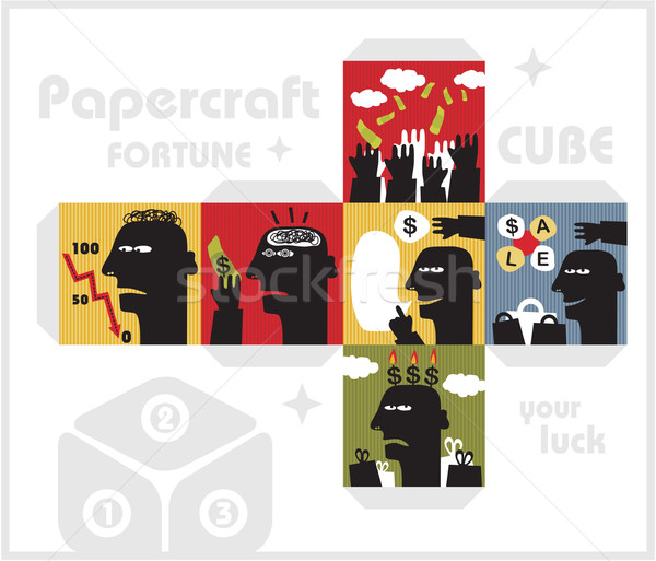 Paper cube with monsters for luck. Stock photo © ekapanova