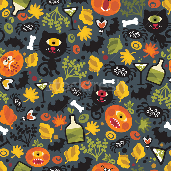 Naadloos halloween monsters vector patroon voedsel Stockfoto © ekapanova