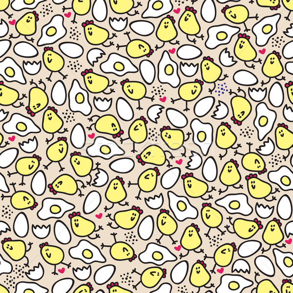 Crazy chicken seamless pattern. Stock photo © ekapanova