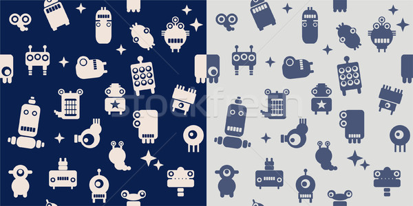 [[stock_photo]]: Robots · espace · deux · couleurs