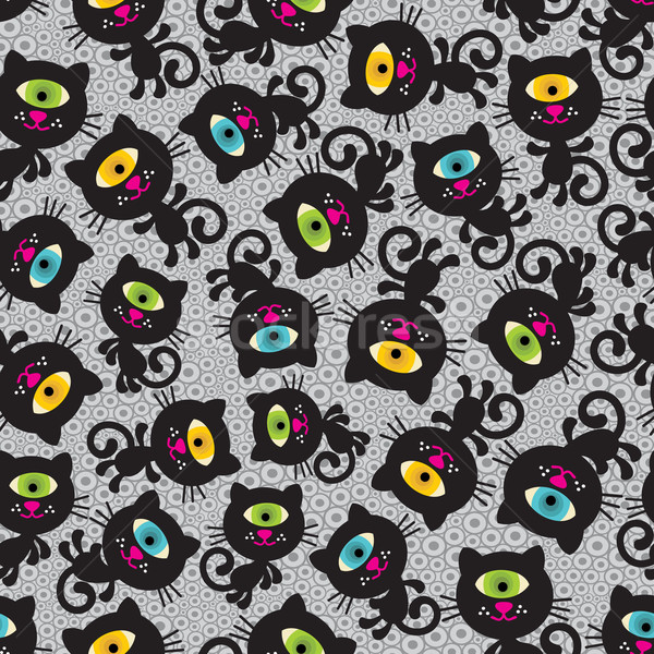 Cute monsters cats seamless pattern.  Stock photo © ekapanova