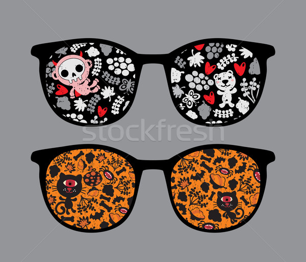 Retro okulary brzydkie refleksji odizolowany okulary Zdjęcia stock © ekapanova
