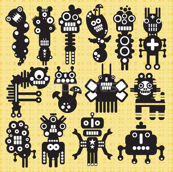 Szörnyek robotok gyűjtemény 19 számítógép macska Stock fotó © ekapanova