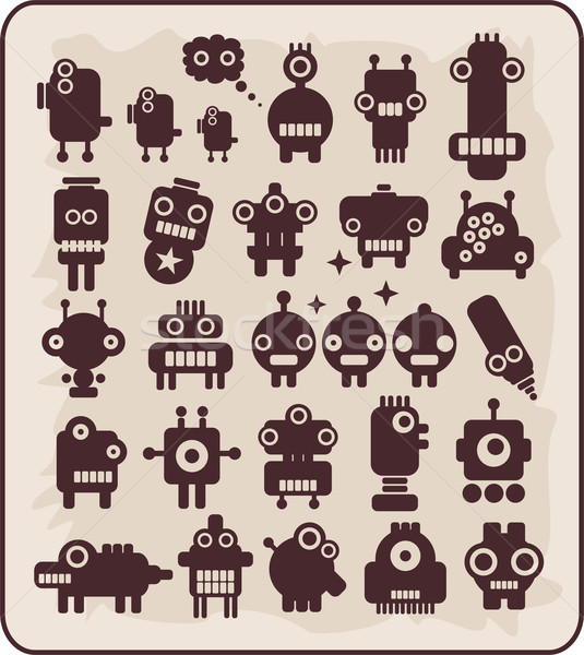 Stock foto: Roboter · Monster · Sammlung · Augen · Raum · Sterne