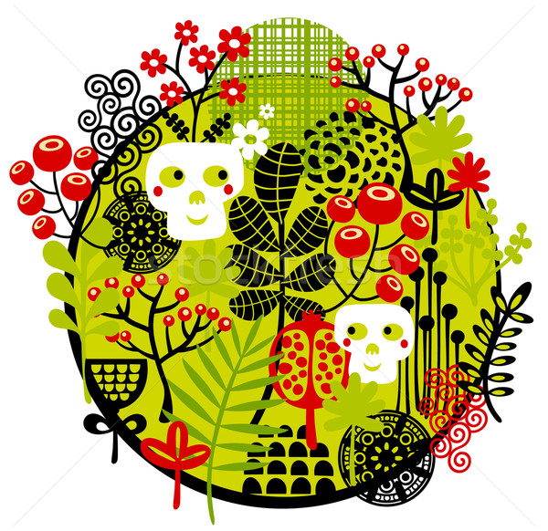 Stock photo: Skulls and flowers.