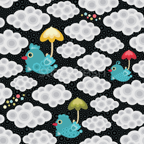 ストックフォト: 雨 · 鳥 · 傘 · 水 · 子