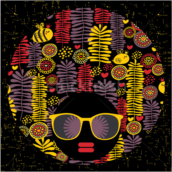 黒 頭 女性 奇妙な パターン 髪 ストックフォト © ekapanova