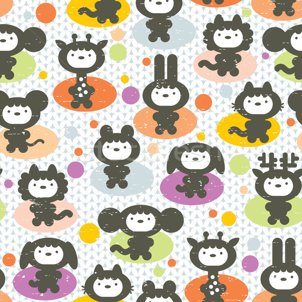 Cute animals seamless pattern.  Stock photo © ekapanova