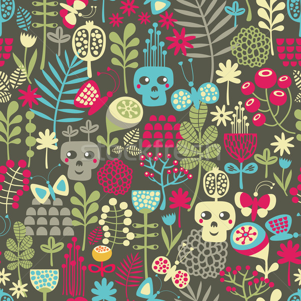 Cute skulls seamless pattern. Stock photo © ekapanova