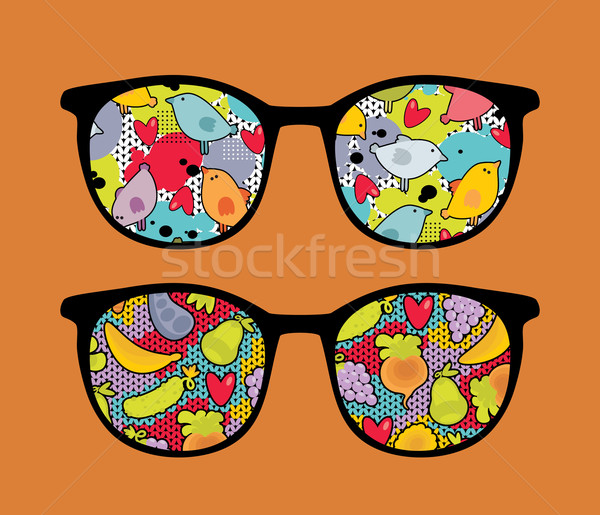 Retro okulary cute refleksji odizolowany okulary Zdjęcia stock © ekapanova