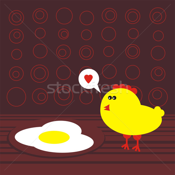 Poulet frit oeufs Pâques coeur fond [[stock_photo]] © ekapanova