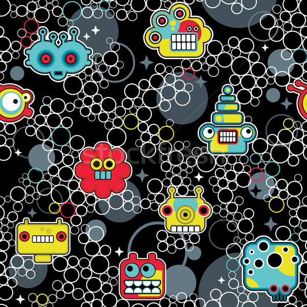 Stockfoto: Robot · monsters · bubbels · vector · textuur