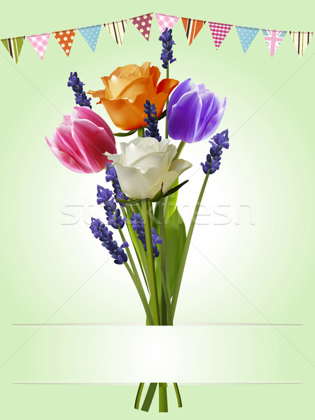 Fiori banner illustrazione 3d rose tulipani Foto d'archivio © elaine