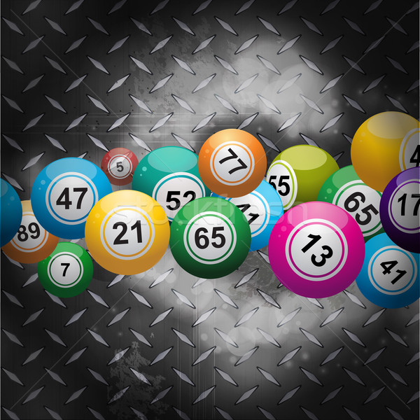 Bingo balls over metallic diamond plate Stock photo © elaine